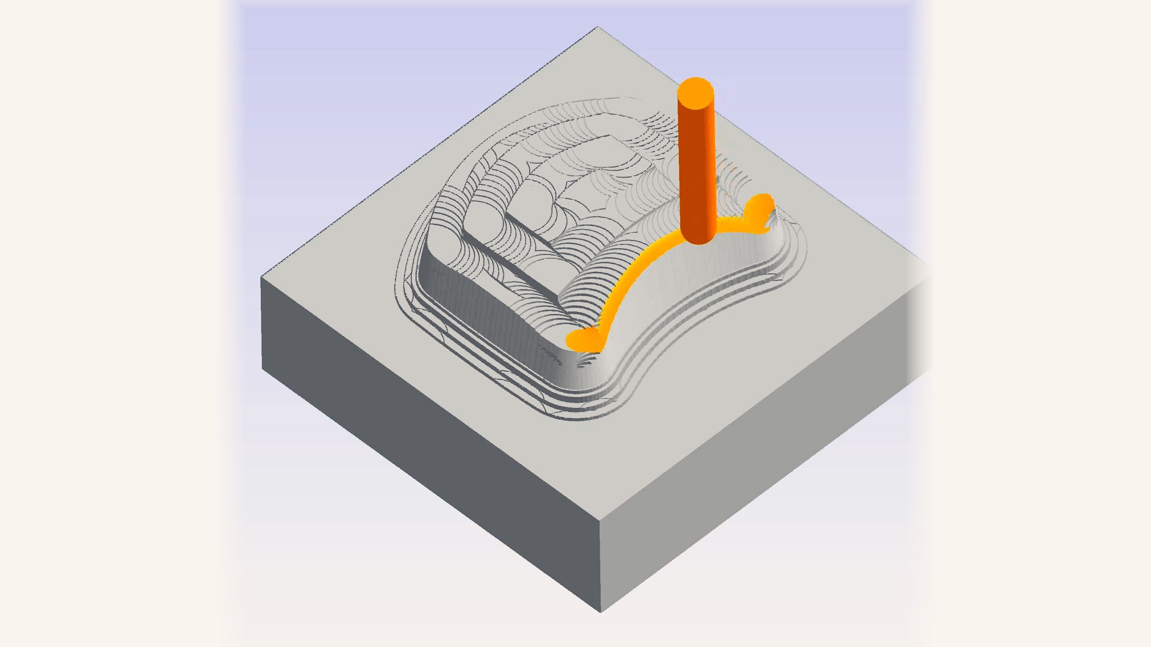 Ein Stab sitzt auf einer simulierten Bergähnlichen Struktur