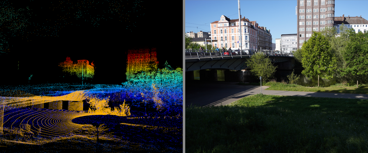 Bild, dass einen bunten Scan aus Strichen einer Stadt zeigt.