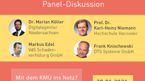 Flyer zur Panel-Diskussion mit Datum und Teilnehmern
