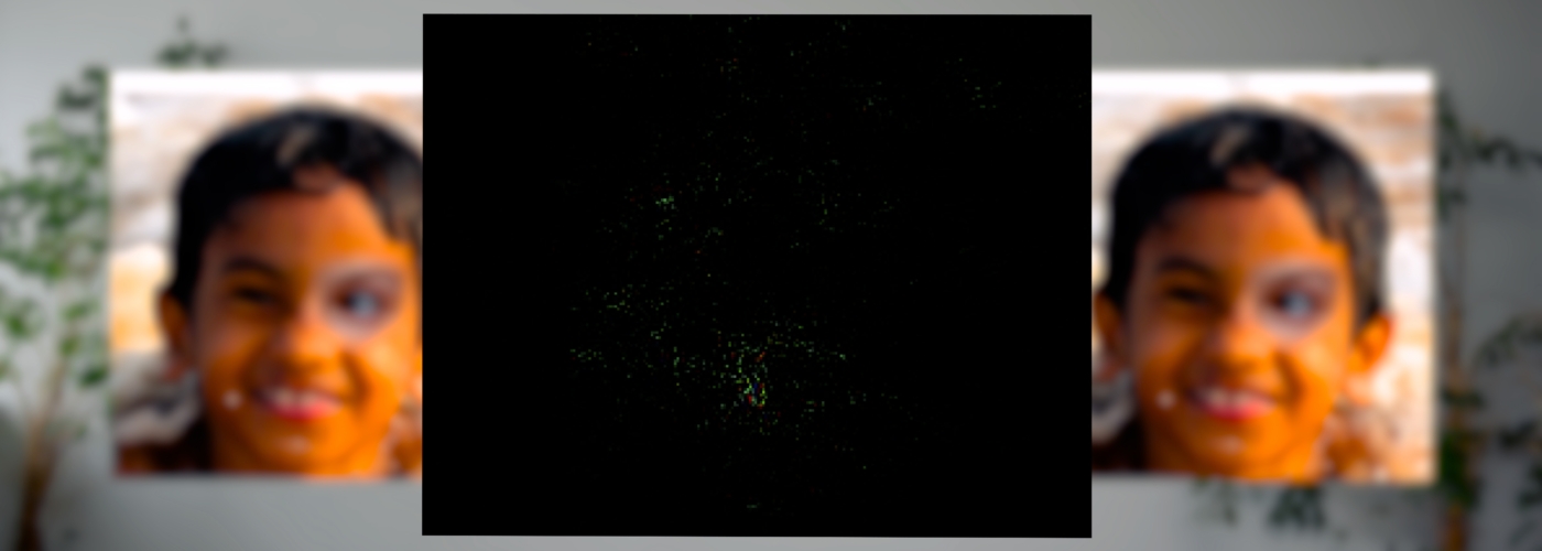 Schwarzes Quadrat und zwei Gesichter daneben