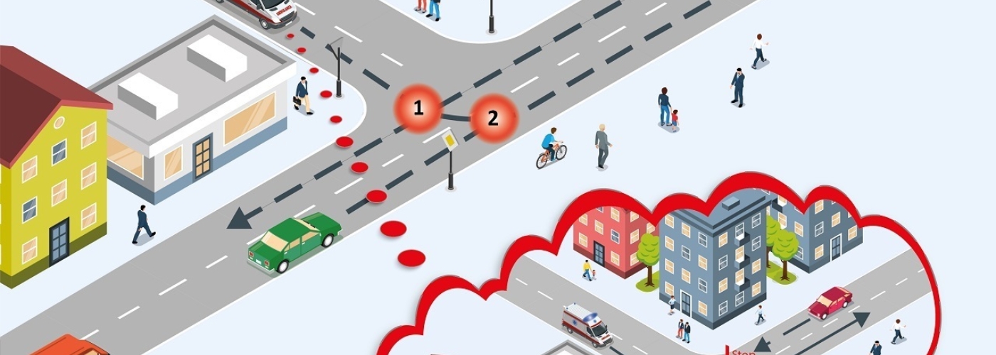 digitale bunte Stadt mit Verkehr